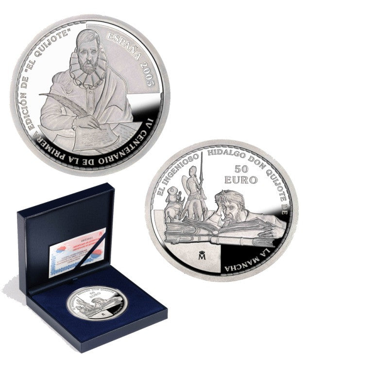 España - 2005 - Conmemorativas FNMT - Proof - PROOF - 50 € Año 2005 / El Quijote / 168,75 gr. Plata / En Estuche