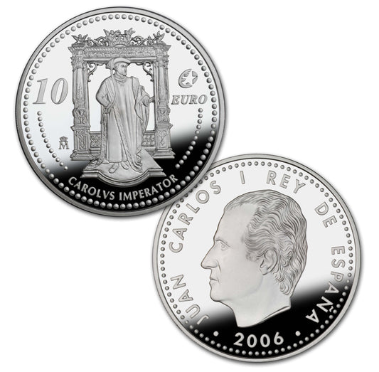 España - 2006 - Conmemorativas FNMT - PROOF - 10 € 2006 / Carlos V / 25 gr. plata / En capsula