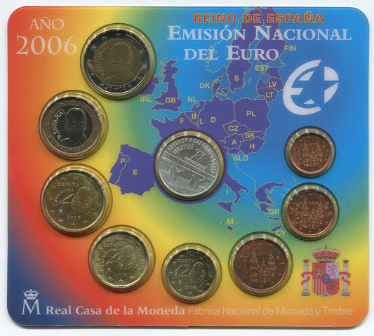 España - 2006 - Monedas Euros en cartera oficial - FDC / MS - Año 2006 (8 monedas+medalla) / UE o Colon