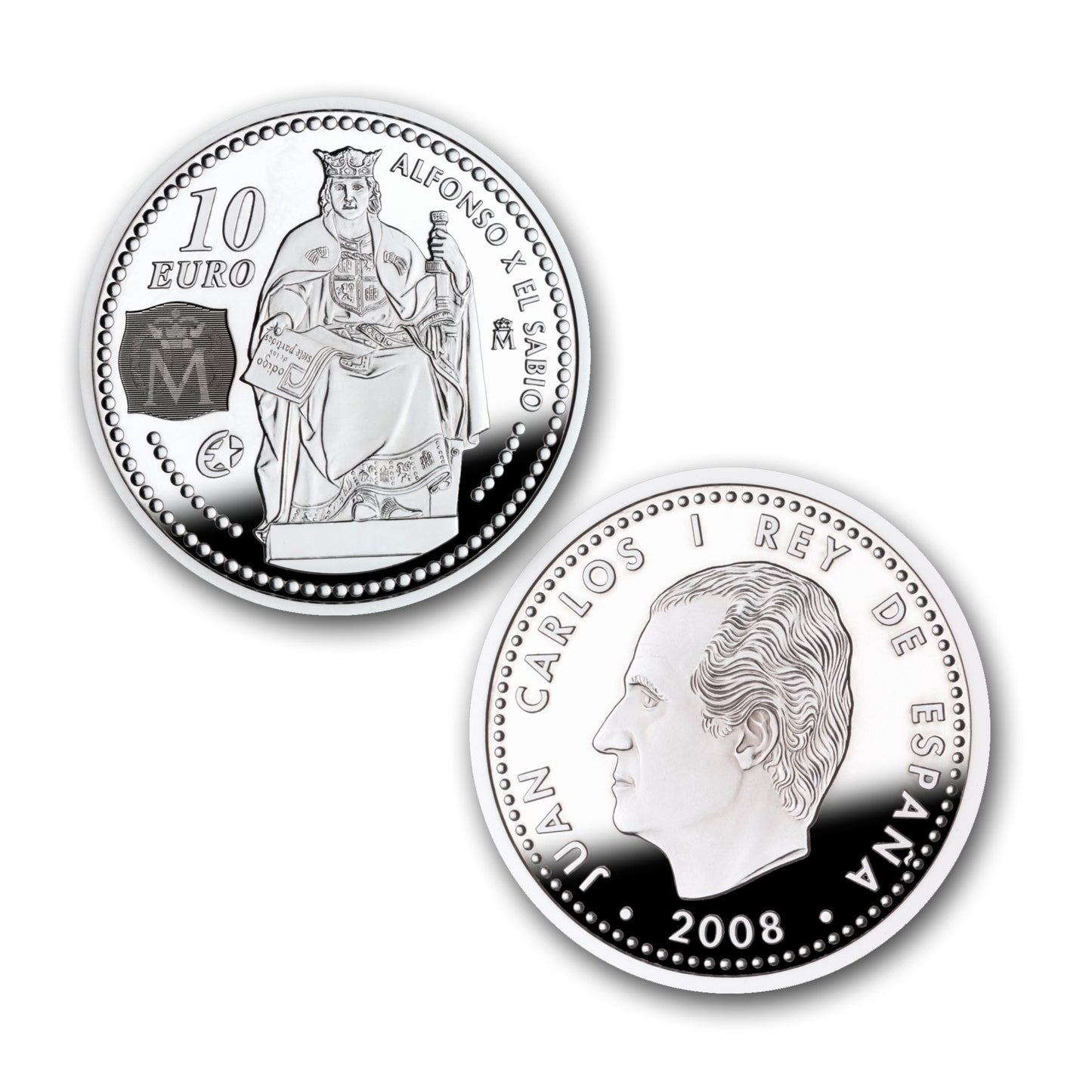 España - 2008 - Conmemorativas FNMT - PROOF - 10 € Año 2008 / Alfonso X El Sabio / 27 gr. plata / En capsula