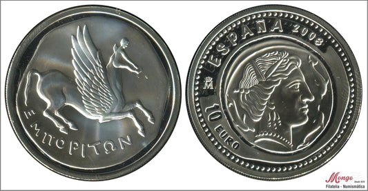 España - 2008 - Conmemorativas FNMT - PROOF - 10 € año 2008 / Joyas Numismáticas / Dracma / 27 gr. Plata en capsula