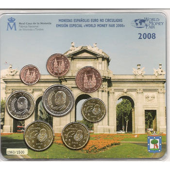 España - 2008 - Monedas Euros en cartera oficial - FDC / MS - Año 2008 / Emisión especial Berlin / World Money Fair