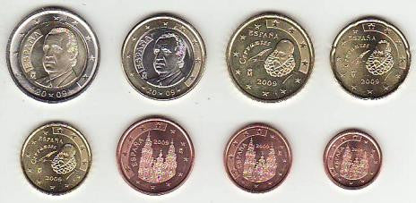 España - 2009 - Monedas Euros circulación - S/C / UNC - Año 2009 (8 monedas)