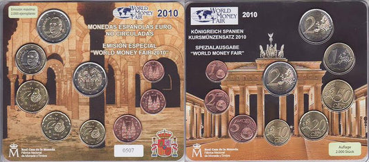 España - 2010 - Monedas Euros en cartera oficial - FDC / MS - Cartera año 2010 (9 monedas) Berlin / World Money Fair