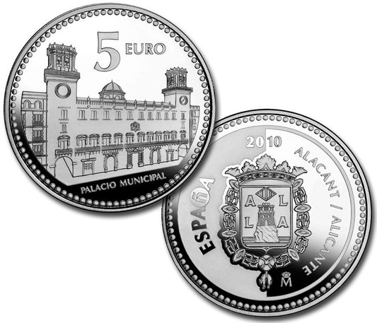 España - 2010 - Monedas euros en plata - PROOF - 5 € Año 2010 / Alicante / Plata / En capsula