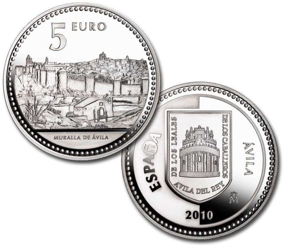 España - 2010 - Monedas euros en plata - PROOF - 5 € Año 2010 / Avila / Plata / En capsula