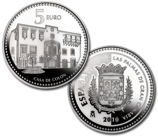 España - 2010 - Monedas euros en plata - PROOF - 5 € Año 2010 / Las Palmas / plata / En capsula