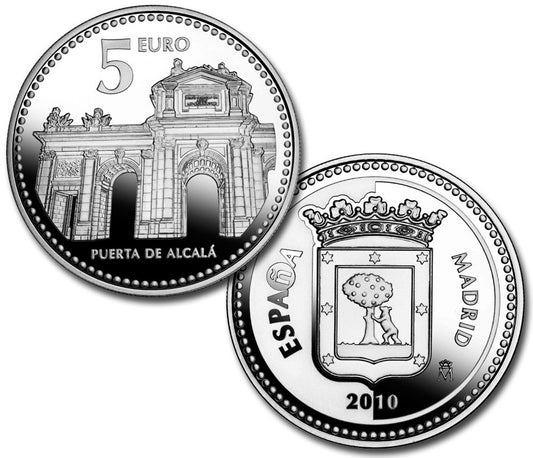 España - 2010 - Monedas euros en plata - PROOF - 5 € Año 2010 / Madrid / Plata / En capsula