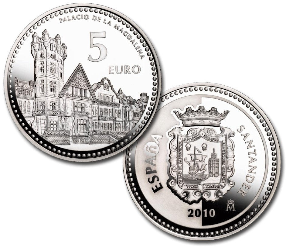 España - 2010 - Monedas euros en plata - PROOF - 5 € Año 2010 / Santander / Plata / En Capsula