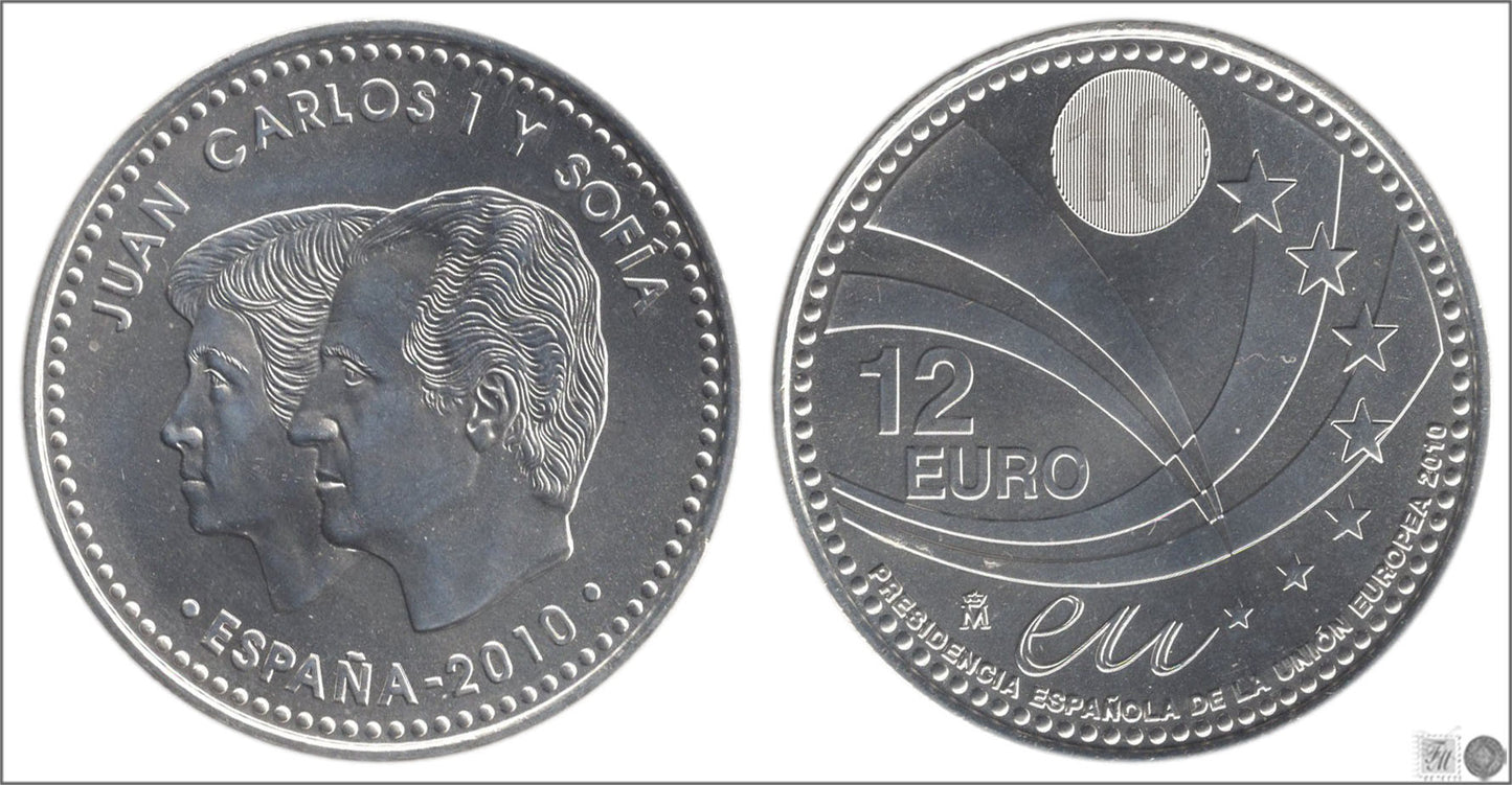 España - 2010 - Monedas euros en plata - S/C / UNC - 12 € Año 2010 / Presidencia UE / Sobre Original