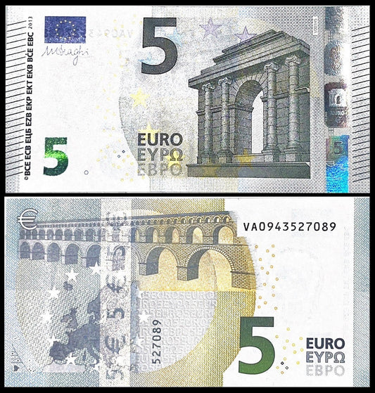 España - 2011 - Billetes en Euros - Nº N-2011-03 - SC/UNC - 5 € Año 2011 - V - Firma Draghi / Cod. V001