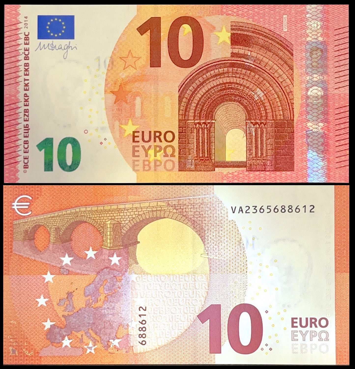 España - 2011 - Billetes en Euros - Nº N-2011-07 - SC/UNC - 10 € Año 2011 - V - Firma Draghi / Cod. V002