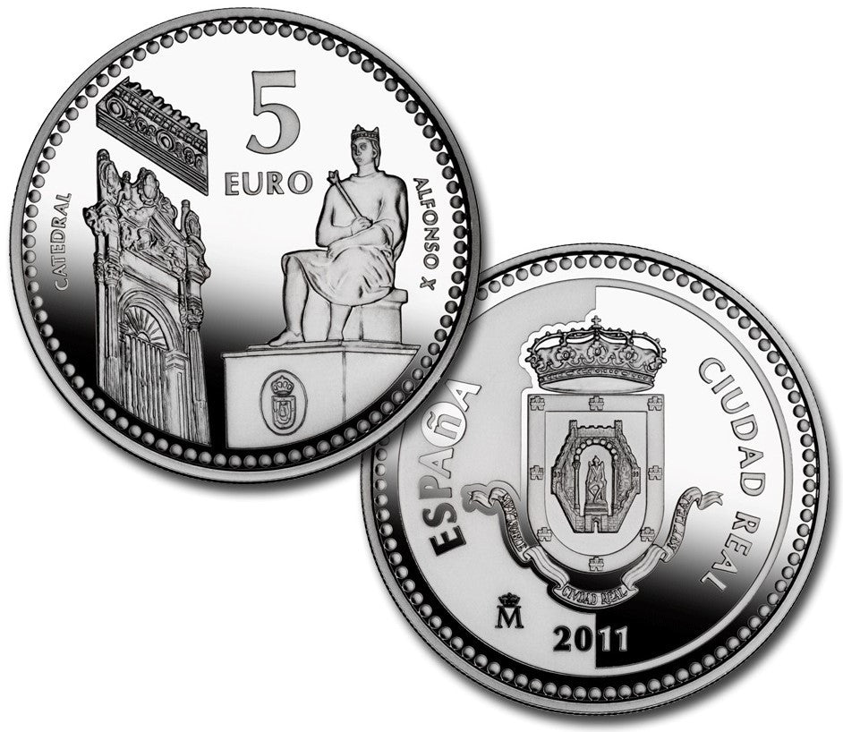 España - 2011 - Monedas euros en plata - PROOF - 5 € Año 2011 / Ciudad Real / Plata / En capsula