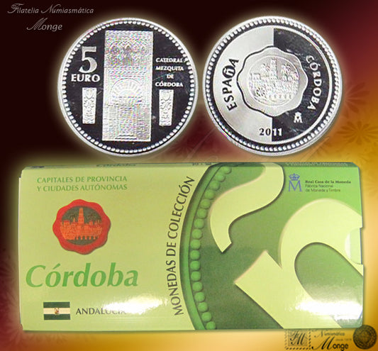 España - 2011 - Monedas euros en plata - PROOF - 5 € Año 2011 / Cordoba / Plata / En estuche oficial