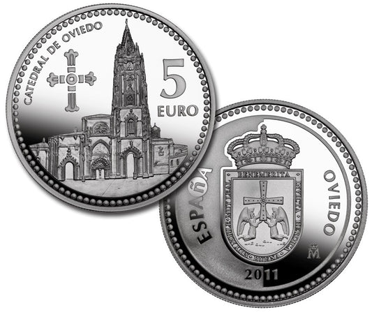 España - 2011 - Monedas euros en plata - PROOF - 5 € Año 2011 / Oviedo / Plata / En capsula