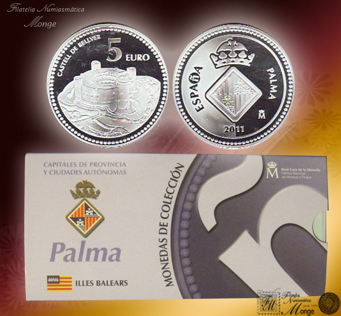 España - 2011 - Monedas euros en plata - PROOF - 5 € Año 2011 / Palma / Plata / En estuche oficial