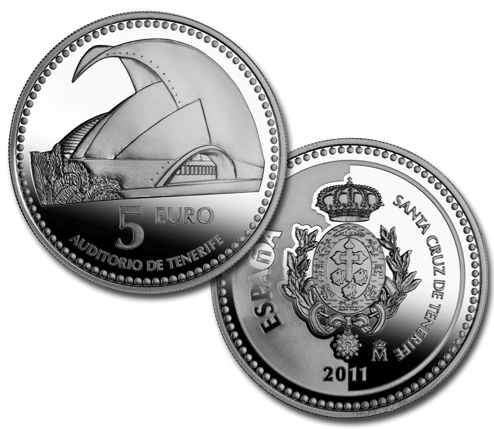 España - 2011 - Monedas euros en plata - PROOF - 5 € Año 2011 / Sta. Cruz Tenerife / Plata / En capsula