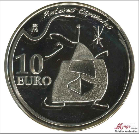 España - 2012 - Conmemorativas FNMT - PROOF - 10 € Año 2012 / Pintor Miró "Mujer, pájaro, estrella" / 27 gr. Plata en capsula