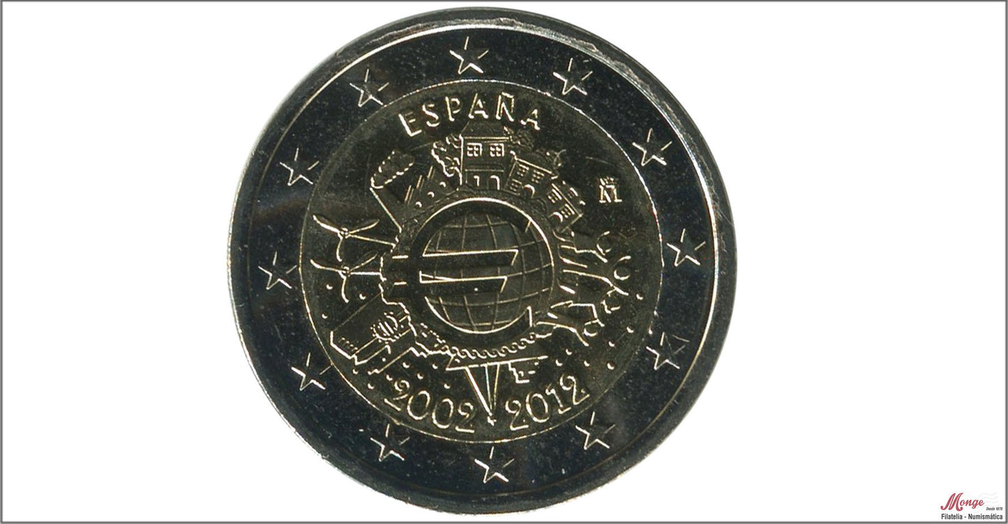 España - 2012 - Monedas Euros circulación - S/C / UNC - 2 € Año 2012 / 10 Aniversario