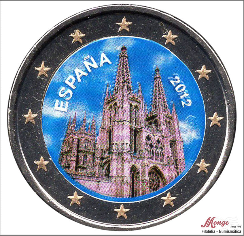 España - 2012 - Monedas Euros Color - S/C / UNC - 2 € Año 2012 / Catedral de Burgos / Borde Azul