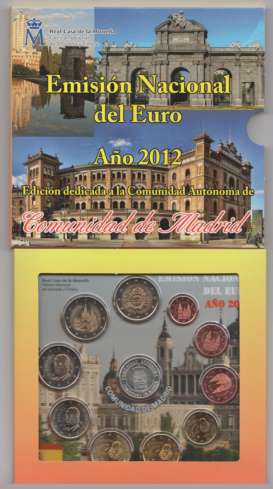 España - 2012 - Monedas Euros en cartera oficial - FDC / MS - Año 2012 / Autonomias Madrid