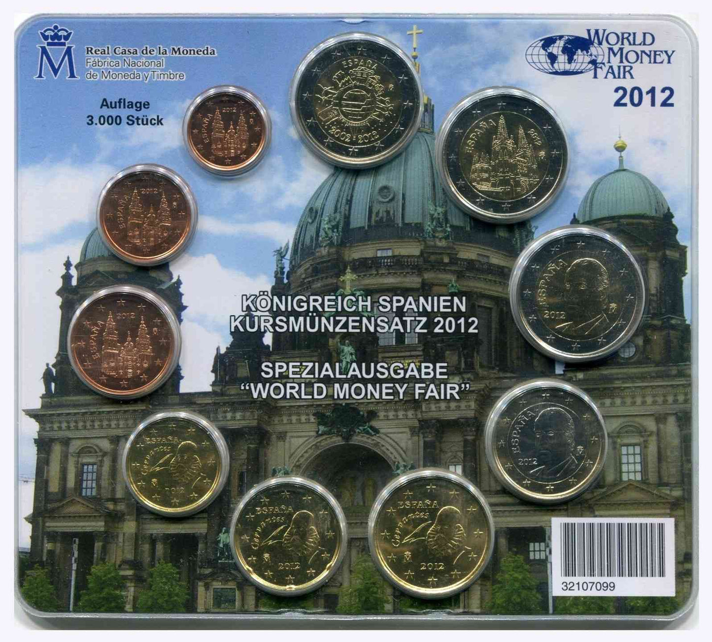 España - 2012 - Monedas Euros en cartera oficial - FDC / MS - Cartera año 2012 (10 monedas) / World Money Fair