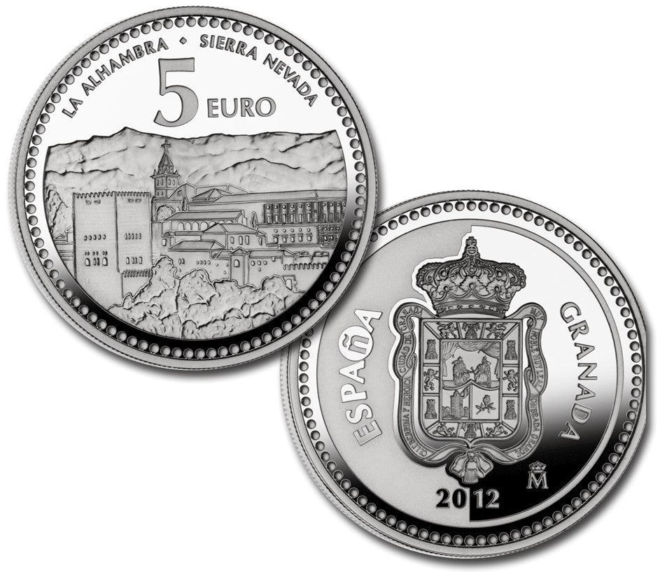 España - 2012 - Monedas euros en plata - PROOF - 5 € Año 2012 / Granada / Plata / En capsula