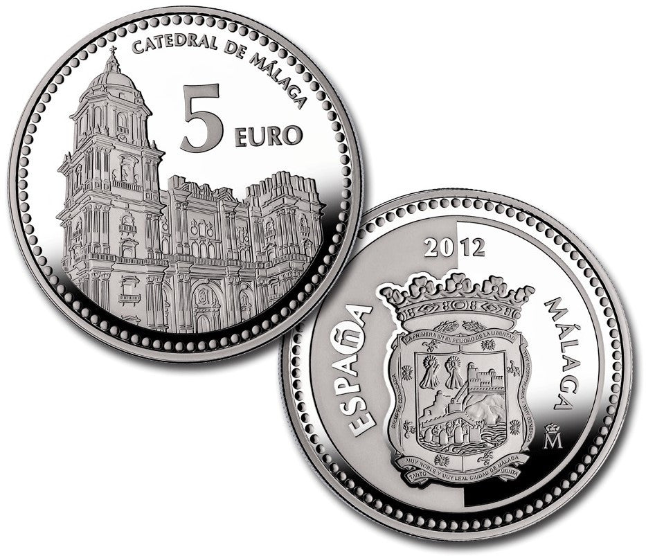 España - 2012 - Monedas euros en plata - PROOF - 5 € Año 2012 / Malaga / Plata / En capsula