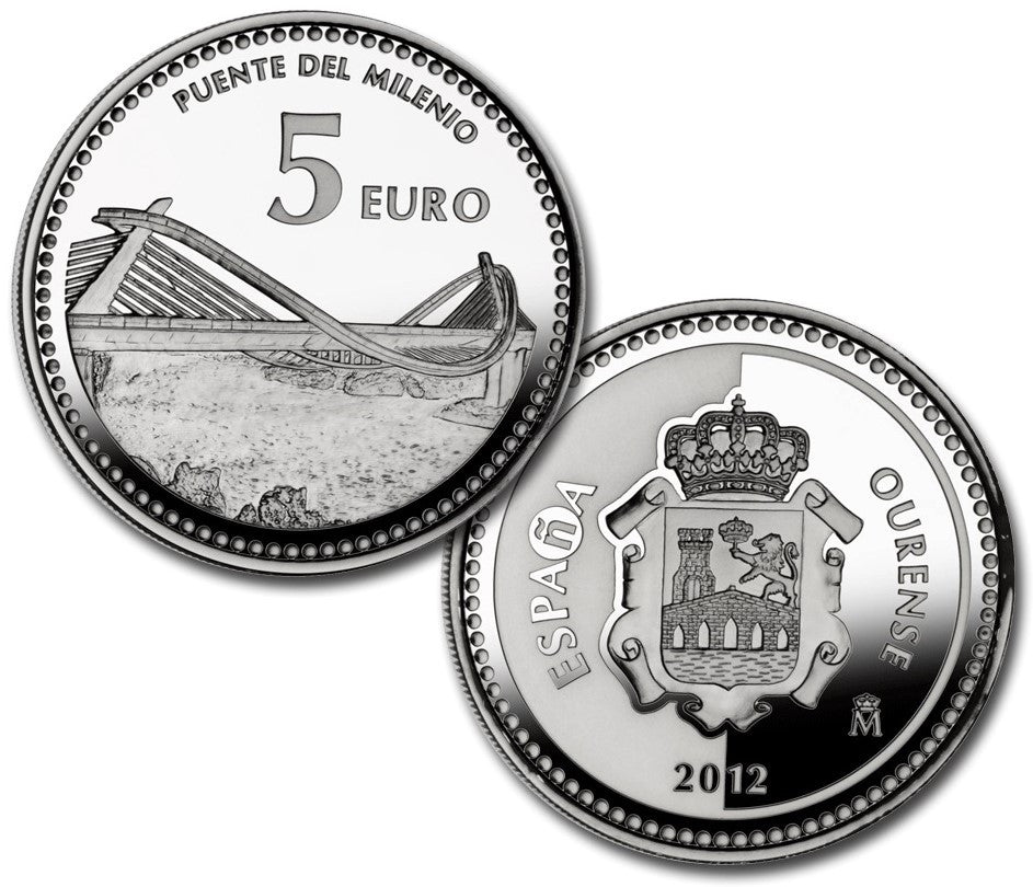 España - 2012 - Monedas euros en plata - PROOF - 5 € Año 2012 / Orense / Plata / En capsula