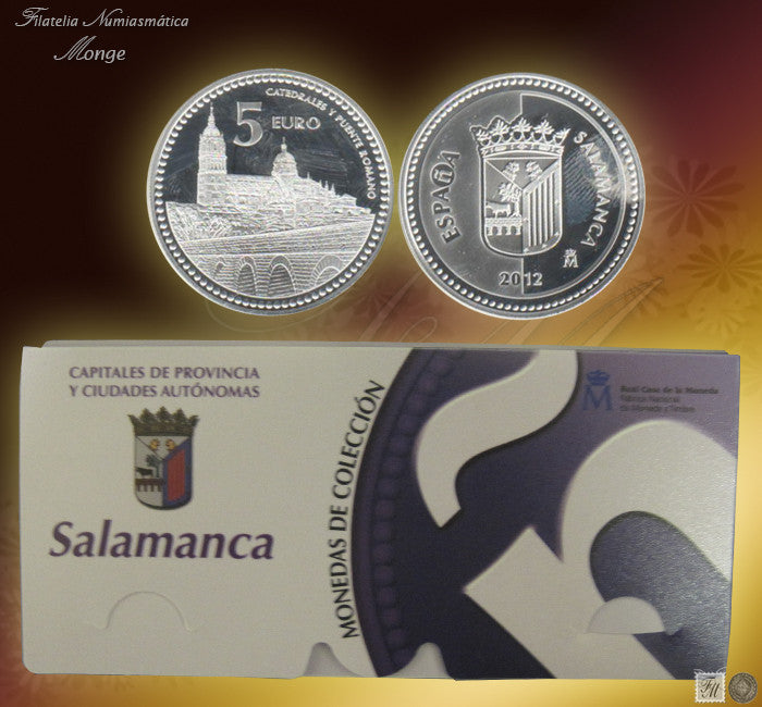 España - 2012 - Monedas euros en plata - PROOF - 5 € Año 2012 / Salamanca / Plata / En estuche oficial