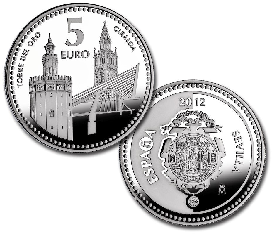 España - 2012 - Monedas euros en plata - PROOF - 5 € Año 2012 / Sevilla / Plata / En capsula