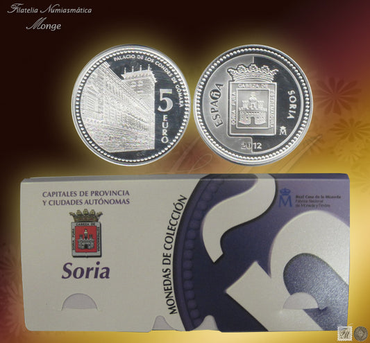 España - 2012 - Monedas euros en plata - PROOF - 5 € Año 2012 / Soria / Plata / En estuche oficial