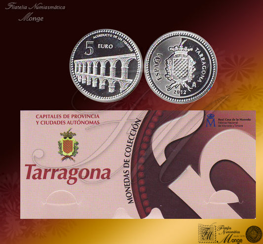 España - 2012 - Monedas euros en plata - PROOF - 5 € Año 2012 / Tarragona / Plata / En estuche oficial