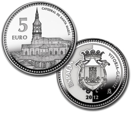 España - 2012 - Monedas euros en plata - PROOF - 5 € Año 2012 / Vitoria-Gasteiz / Plata / En capsula