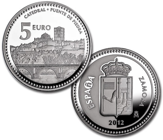 España - 2012 - Monedas euros en plata - PROOF - 5 € Año 2012 / Zamora / Plata / En capsula