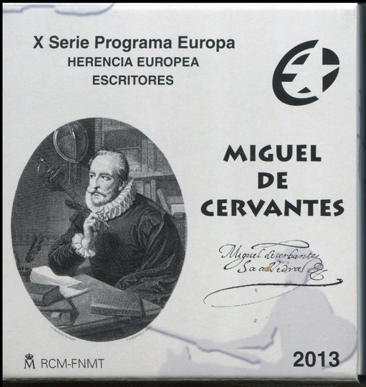 España - 2013 - Conmemorativas FNMT - PROOF - 10 € año 2013 / Cervantes / plata / En estuche