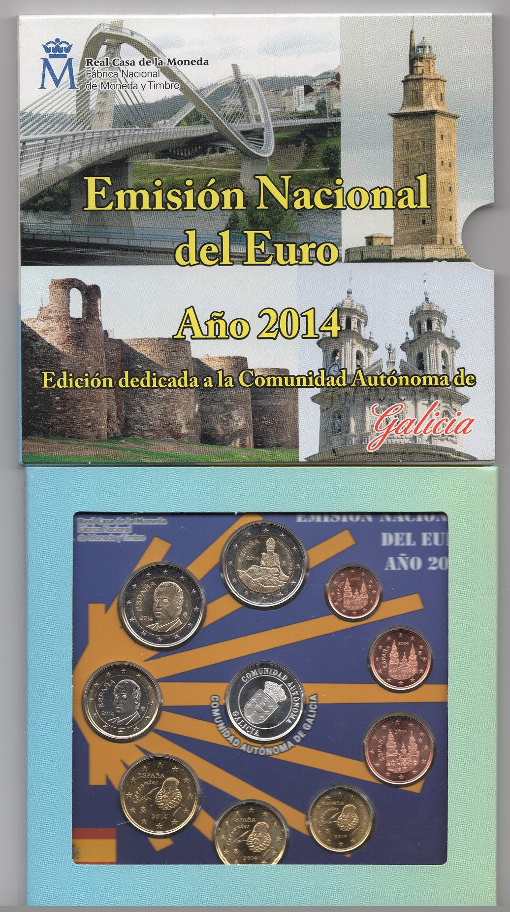 España - 2014 - Monedas Euros en cartera oficial - FDC / MS - Año 2014 Autonomias Extremadura y Galicia (2 carteras)