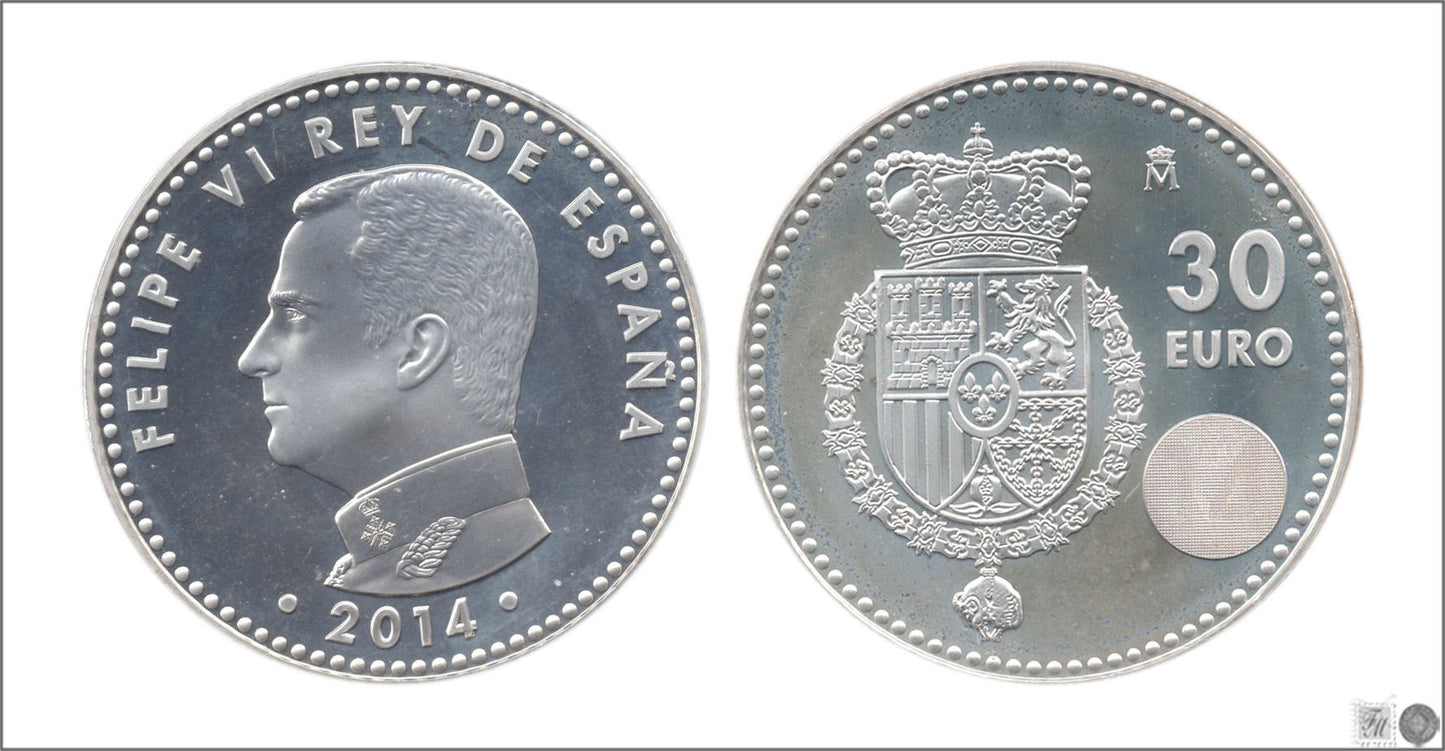 España - 2014 - Monedas euros en plata - S/C / UNC - 30 € Año 2014 / Felipe VI / SOBRE ORIGINAL