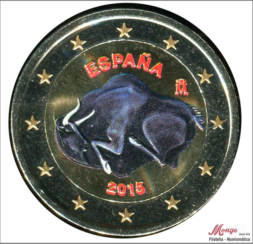 España - 2015 - Monedas Euros Color - S/C / UNC - 2 € Año 2015 / Altamira / Coloreada Azul