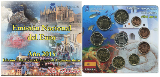 España - 2015 - Monedas Euros en cartera oficial - FDC / MS - Año 2015 / Autonomias Baleares