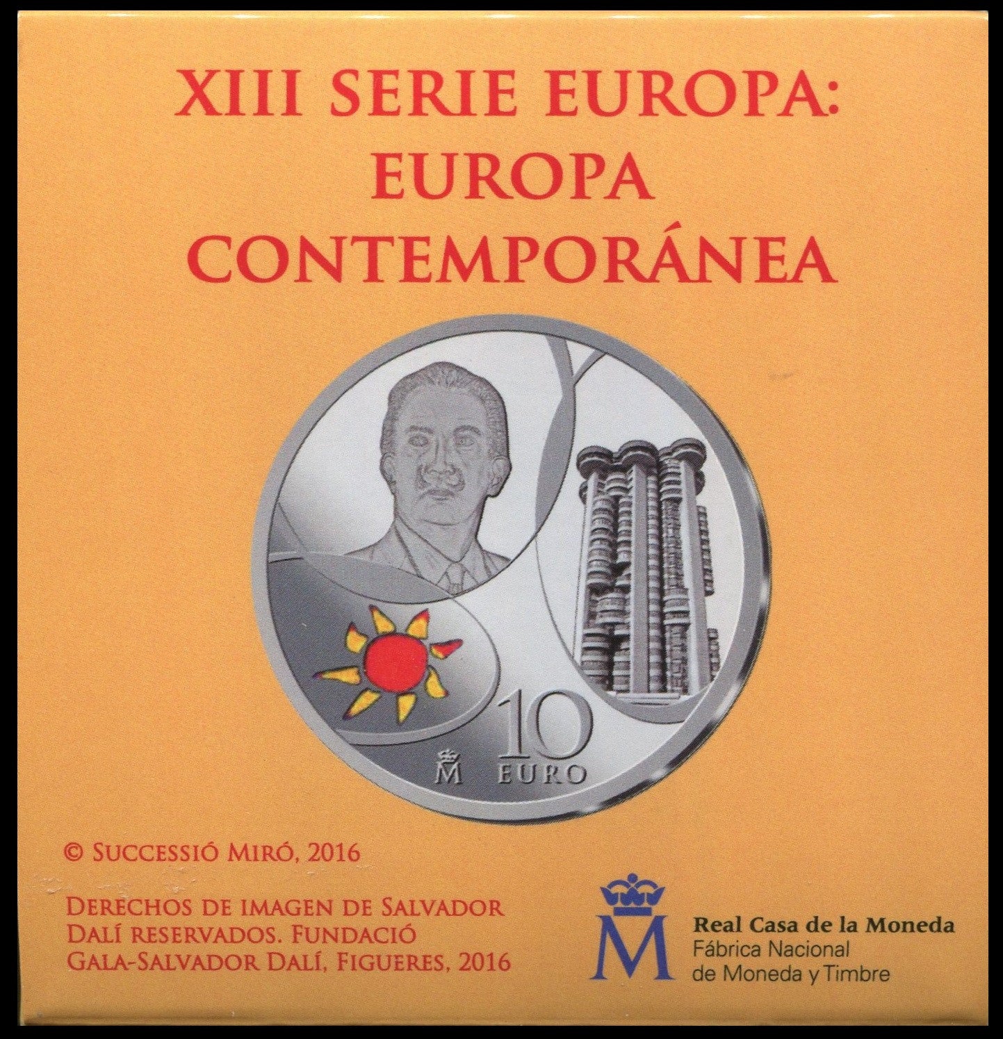 España - 2016 - Conmemorativas FNMT - PROOF - 10 € Año 2016 / Dali / Plata / En estuche