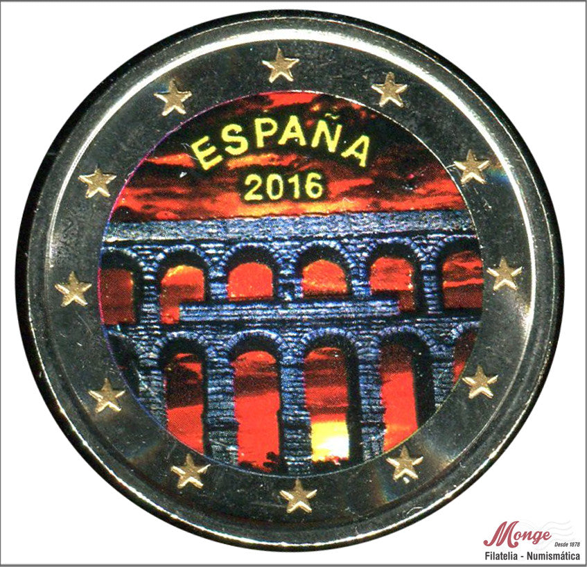 España - 2016 - Monedas Euros Color - S/C / UNC - 2 € Año 2016 / Acueducto de Segovia / Coloreada