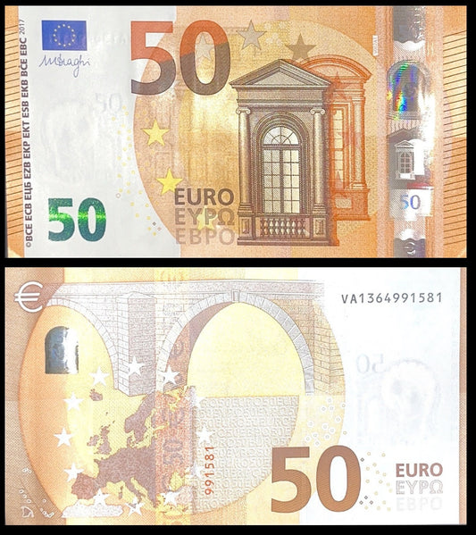 España - 2017 - Billetes en Euros - Nº N-2017-01 - SC/UNC - 50 € Año 2017 - V - Firma Draghi / Cod. V002A1