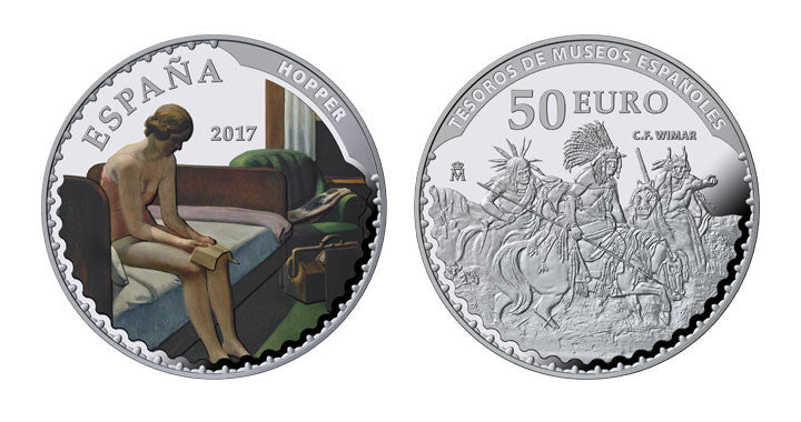 España - 2017 - Conmemorativas FNMT - PROOF - 50 € Año 2017 / Edward Hopper / Plata / Con estuche