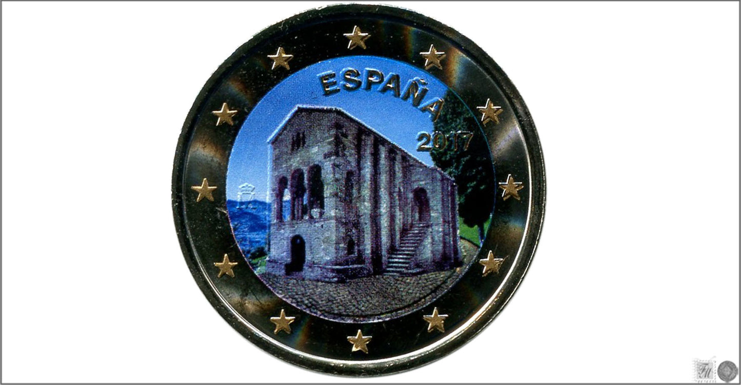 España - 2017 - Monedas Euros Color - S/C / UNC - 2 € Año 2017 / Iglesia Santa Maria de Naranco Oviedo / Cielo Azul