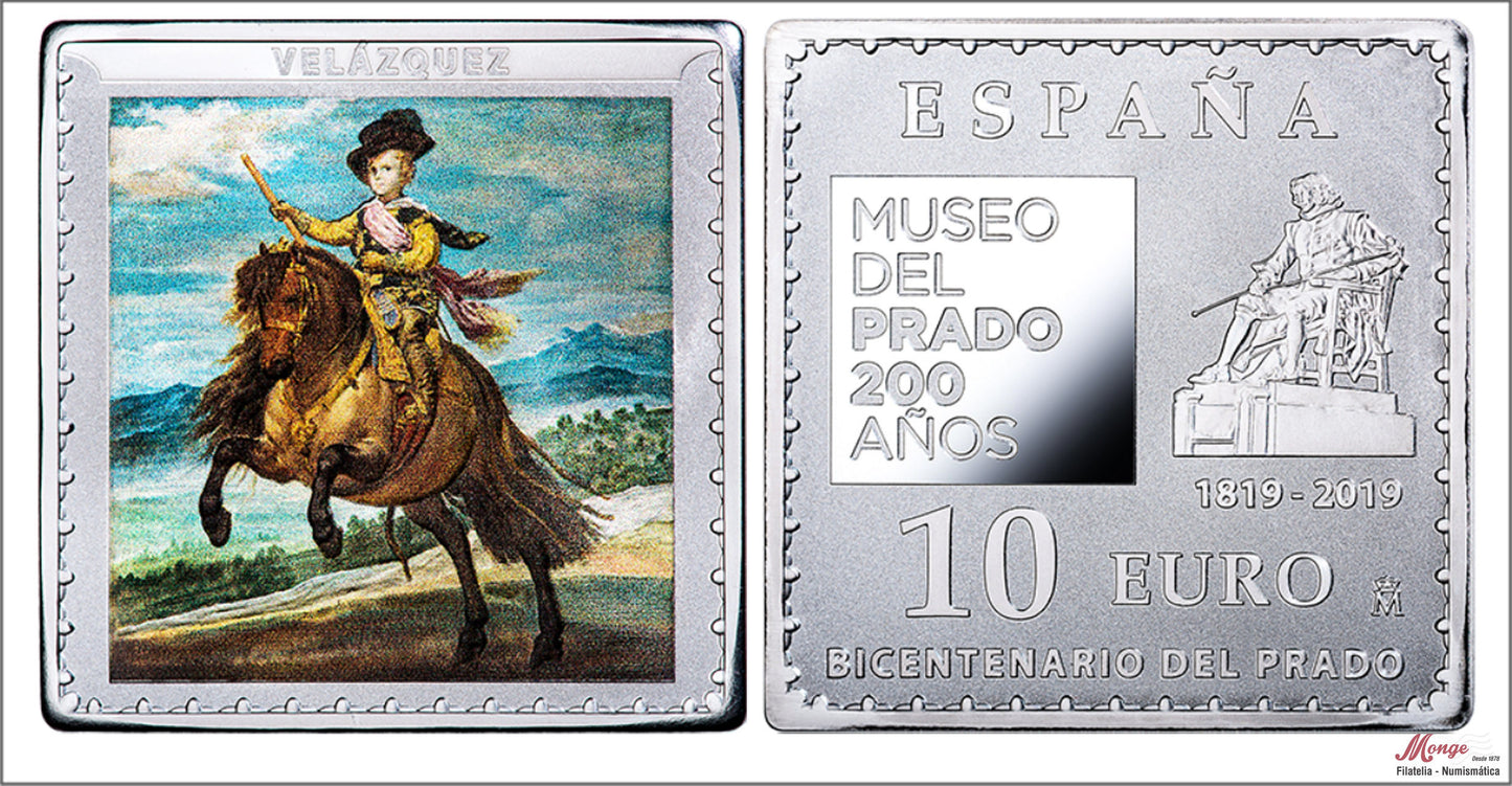 España - 2019 - Conmemorativas FNMT - PROOF - 10 € Museo del Prado 1819-2019 / El príncipe Baltasar Carlos / En estuche