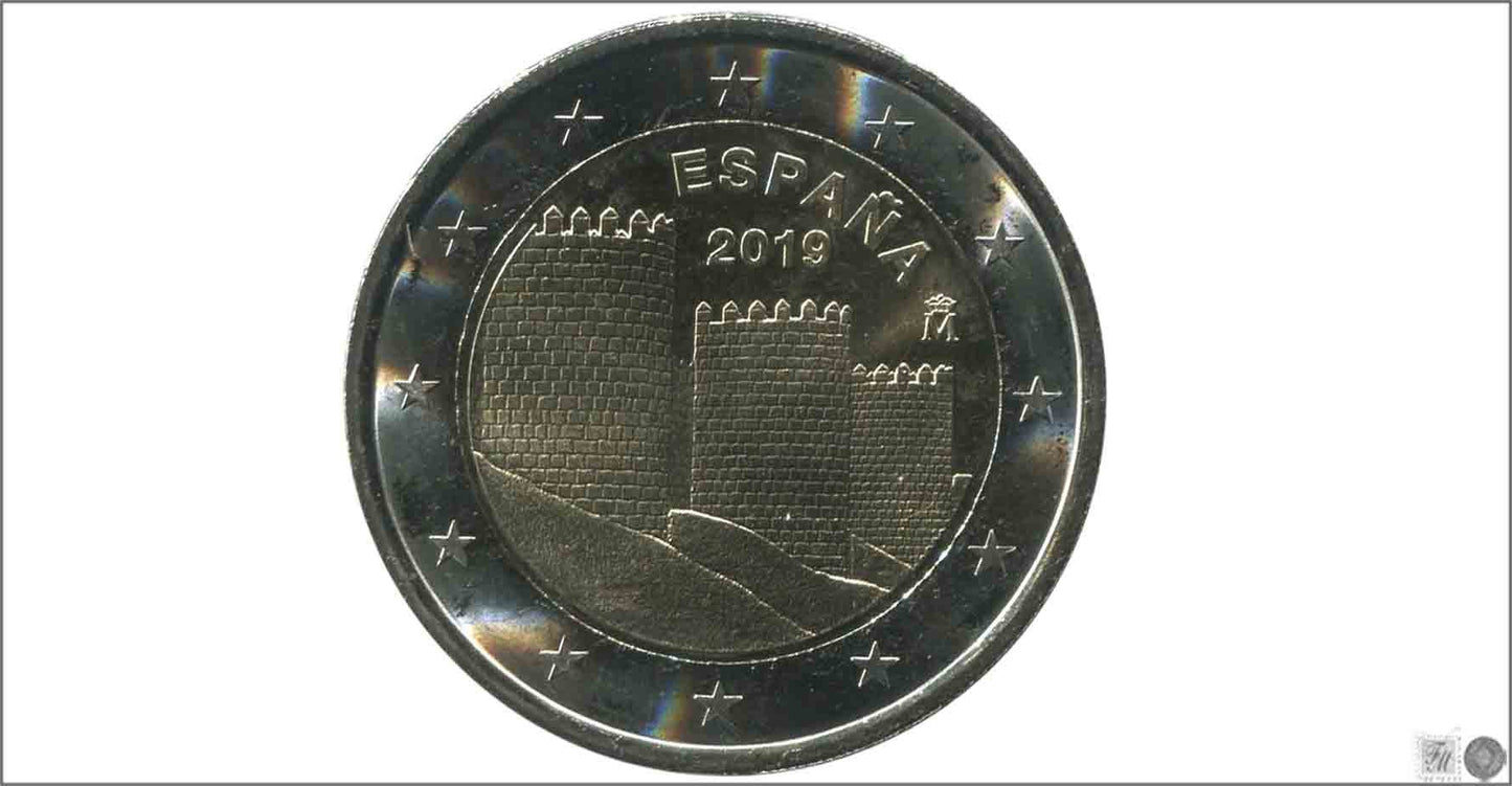 España - 2019 - Monedas Euros circulación - S/C / UNC - 2 € Año 2019 / Murallas Avila