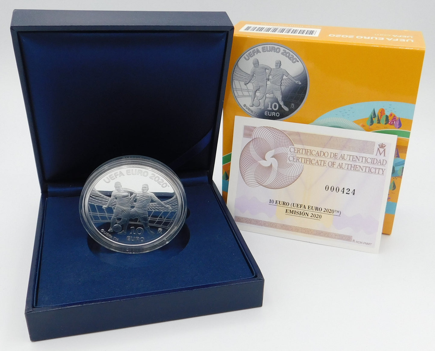 España - 2020 - Conmemorativas FNMT - PROOF - 10 € Año 2020 / UEFA EURO / Plata / En estuche