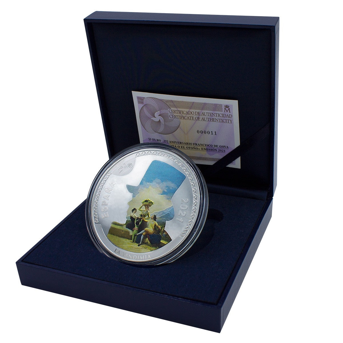 España - 2021 - Conmemorativas FNMT - PROOF - 50 € Goya 2021 / La Vendimia / En Estuche 1 moneda Color