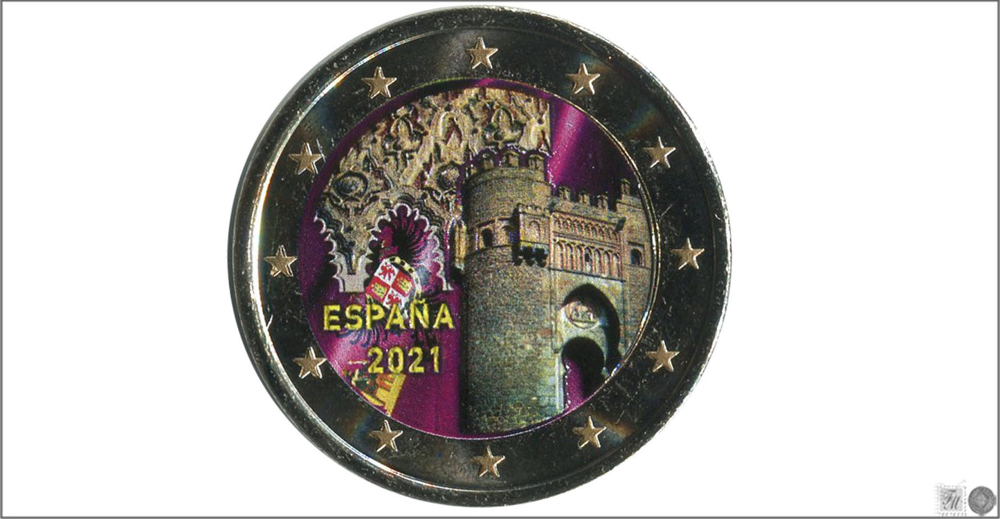 España - 2021 - Monedas Euros Color - S/C / UNC - 2 € Año 2021 / Ciudad histórica de Toledo / Cielo lila